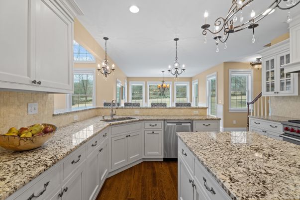 Chandelier, Interior, Kitchen, Pendant Lights, Recessed Lighting, Wood Texture Flooring