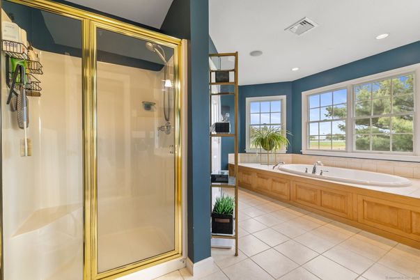 Bathroom, Glass Shower, Interior, Recessed Lighting
