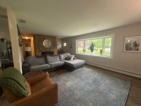 Fireplace, Interior, Living room, Stone Walls, Wood Texture Flooring