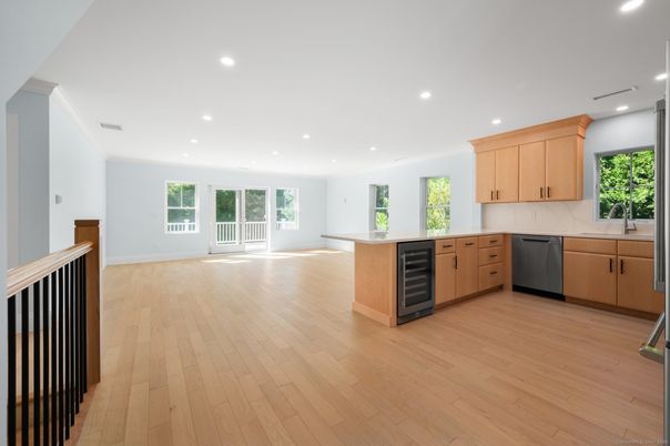 Interior, Kitchen, Recessed Lighting, Wood Texture Flooring