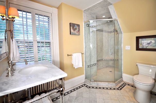 Bathroom, Glass Shower, Interior, Recessed Lighting