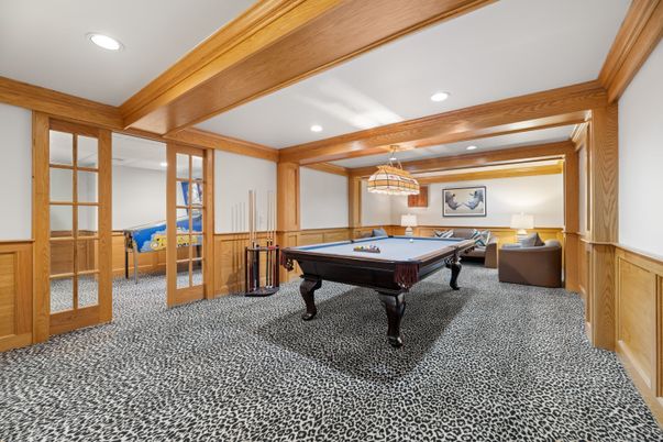 Billiard Table, Game Room, Interior, Recessed Lighting