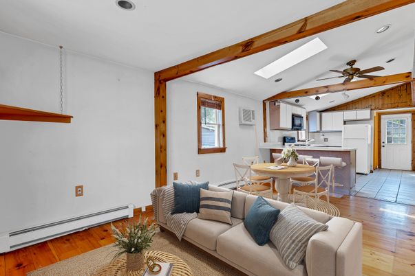 Dining room, Interior, Kitchen, Living room, Wooden Beams, Wood Texture Flooring