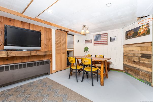 Dining room, Interior, Recessed Lighting, Wooden Walls