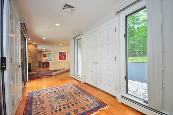 Fireplace, Interior, Recessed Lighting, Wood Texture Flooring