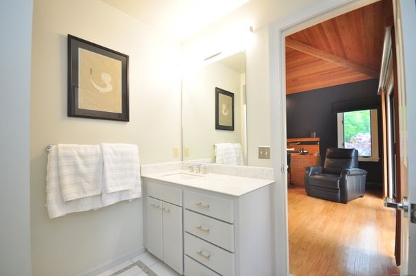 Bathroom, Interior, Wooden Ceilings, Wood Texture Flooring