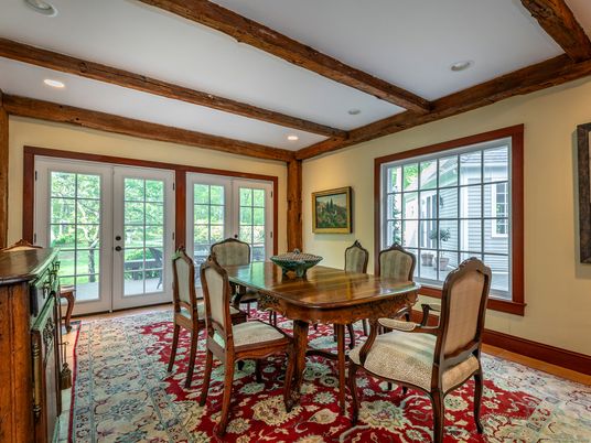 Dining room, Interior, Recessed Lighting, Wooden Beams
