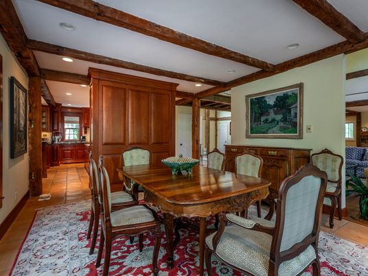 Dining room, Interior, Recessed Lighting, Wooden Beams