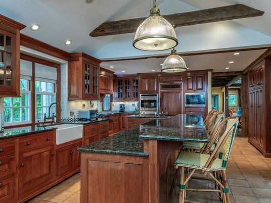 Interior, Kitchen, Pendant Lights, Recessed Lighting, Stainless Steel Appliances, Wooden Beams