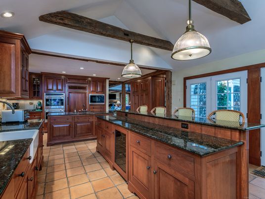 Interior, Kitchen, Pendant Lights, Recessed Lighting, Stainless Steel Appliances, Wooden Beams
