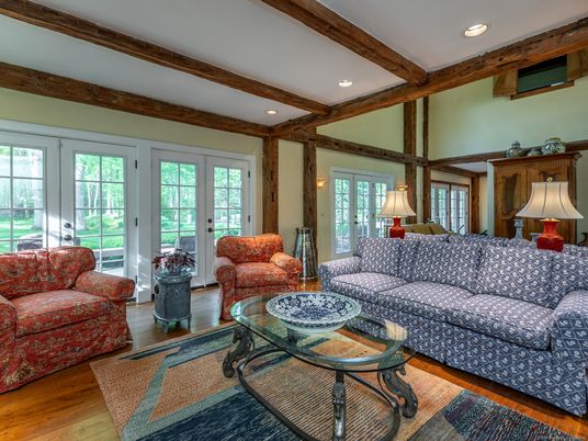 Interior, Living room, Recessed Lighting, Wooden Beams, Wood Texture Flooring