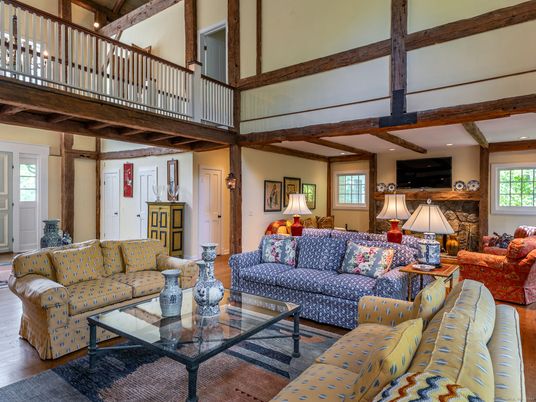 Fireplace, Interior, Living room, Recessed Lighting, Wooden Beams, Wood Texture Flooring