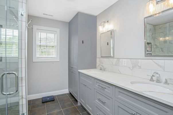 Bathroom, Dual Sink Vanities, Glass Shower, Interior