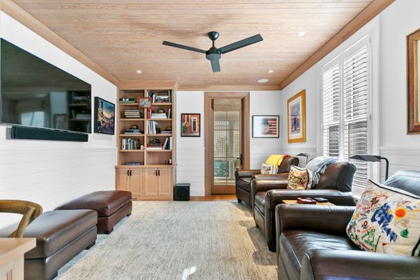 Interior, Living room, Recessed Lighting, Wooden Ceilings