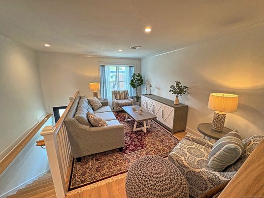 Interior, Living room, Recessed Lighting, Wood Texture Flooring
