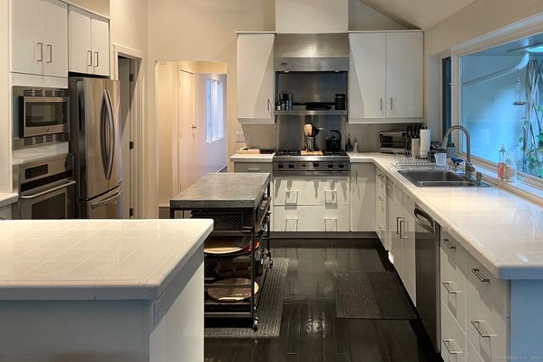 Interior, Kitchen, Stainless Steel Appliances, Tile Countertops