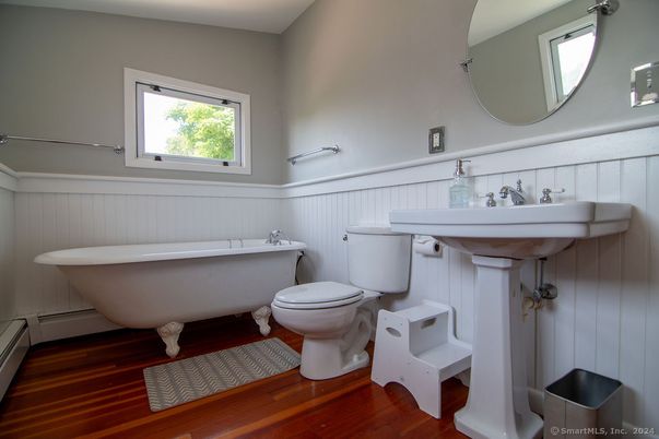 Bathroom, Free Standing Baths, Interior, Wood Texture Flooring