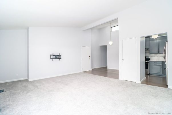 Empty room, Interior, Kitchen, Pendant Lights, Wood Texture Flooring