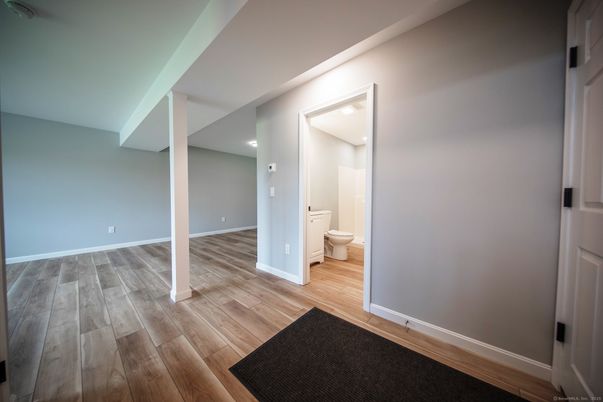 Bathroom, Interior, Recessed Lighting, Wood Texture Flooring