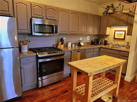 Interior, Kitchen, Stainless Steel Appliances, Wood Texture Flooring