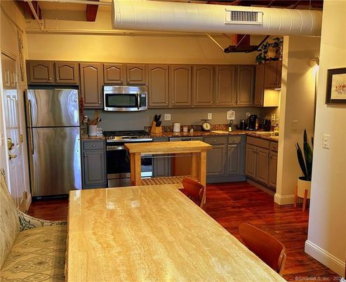 Interior, Kitchen, Stainless Steel Appliances, Wood Texture Flooring