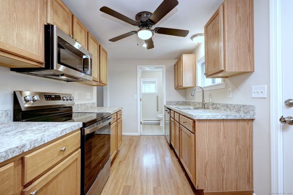 Interior, Kitchen, Stainless Steel Appliances, Wood Texture Flooring
