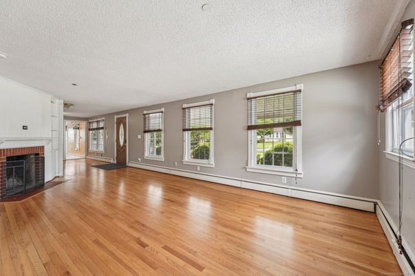 Empty room, Fireplace, Interior, Wood Texture Flooring