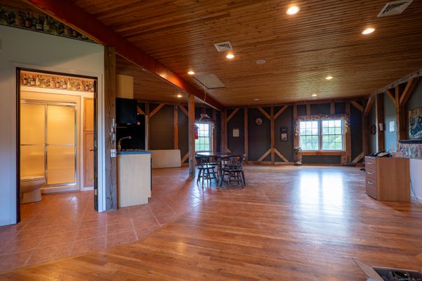 Dining room, Interior, Recessed Lighting, Wooden Ceilings, Wood Texture Flooring