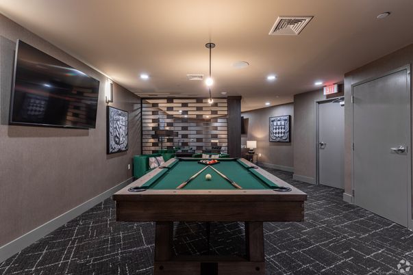 Billiard Table, Game Room, Interior, Pendant Lights, Recessed Lighting