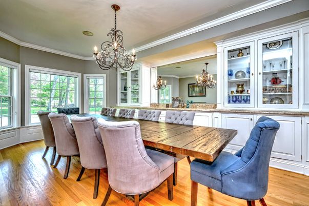 Chandelier, Dining room, Interior, Wood Texture Flooring