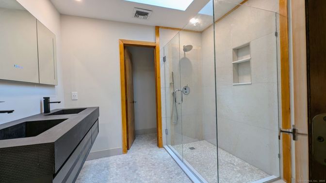 Bathroom, Glass Shower, Interior, Recessed Lighting
