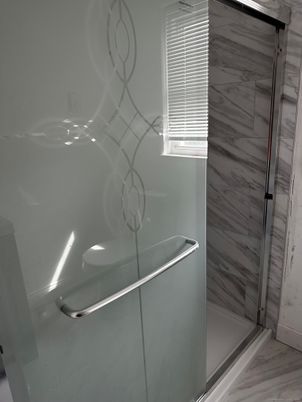 Bathroom, Glass Shower, Interior, Marble Walls