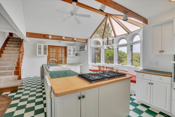 Interior, Kitchen, Recessed Lighting, Wooden Beams