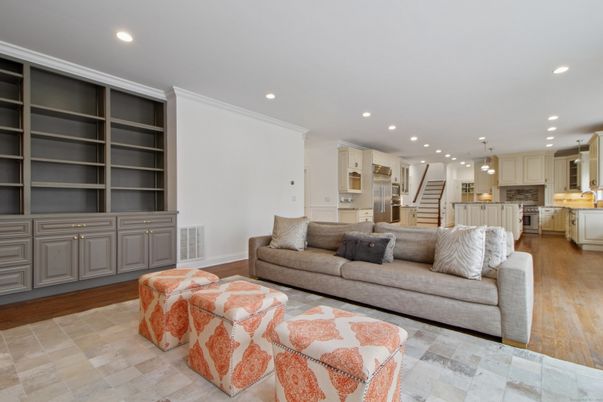 Interior, Kitchen, Living room, Pendant Lights, Recessed Lighting, Wood Texture Flooring
