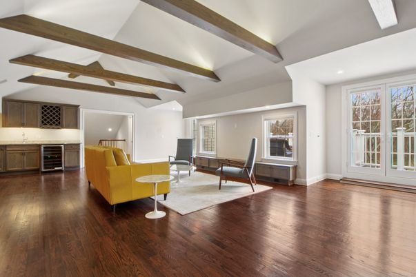 Interior, Living room, Recessed Lighting, Wooden Beams, Wood Texture Flooring