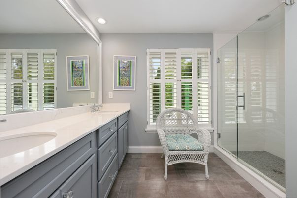 Bathroom, Dual Sink Vanities, Glass Shower, Interior, Recessed Lighting