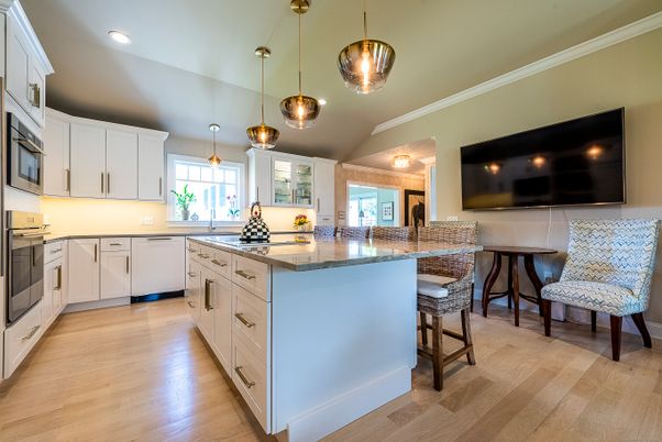 Interior, Kitchen, Pendant Lights, Recessed Lighting, Wood Texture Flooring