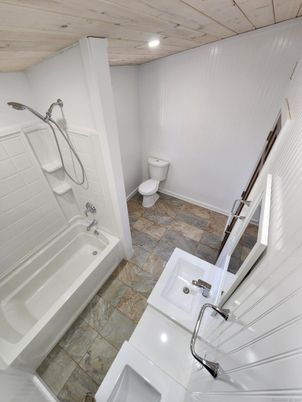 Bathroom, Interior, Recessed Lighting, Wooden Ceilings