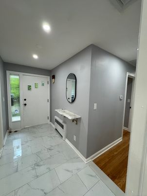 Interior, Marble, Recessed Lighting, Wood Texture Flooring