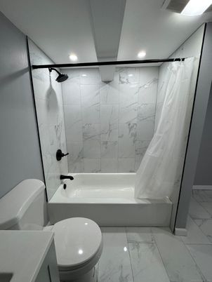 Bathroom, Interior, Marble, Marble Walls, Recessed Lighting