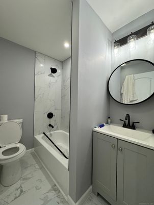 Bathroom, Interior, Marble, Marble Walls, Recessed Lighting