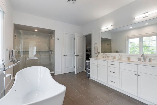 Bathroom, Dual Sink Vanities, Free Standing Baths, Glass Shower, Interior, Recessed Lighting