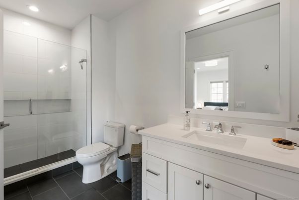 Bathroom, Glass Shower, Interior, Recessed Lighting