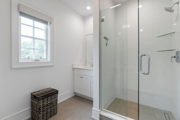 Bathroom, Glass Shower, Interior, Recessed Lighting