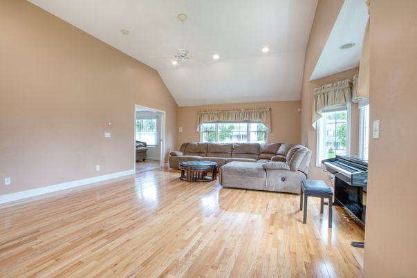 Interior, Living room, Piano, Recessed Lighting, Wood Texture Flooring