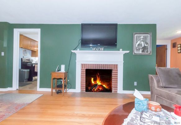 Fireplace, Interior, Recessed Lighting, Wood Texture Flooring