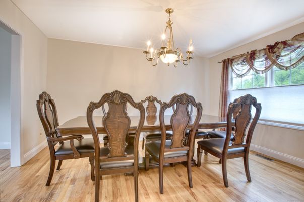 Chandelier, Dining room, Interior, Wood Texture Flooring