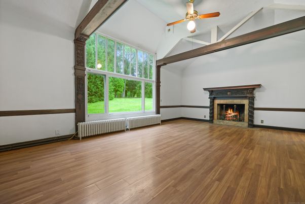 Empty room, Fireplace, Interior, Wood Texture Flooring