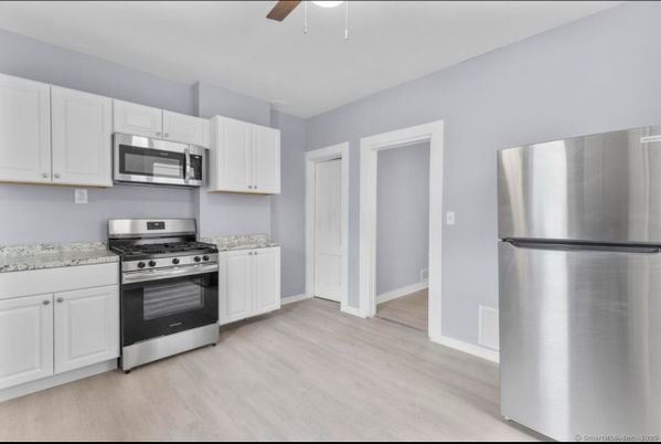 Interior, Kitchen, Stainless Steel Appliances, Wood Texture Flooring