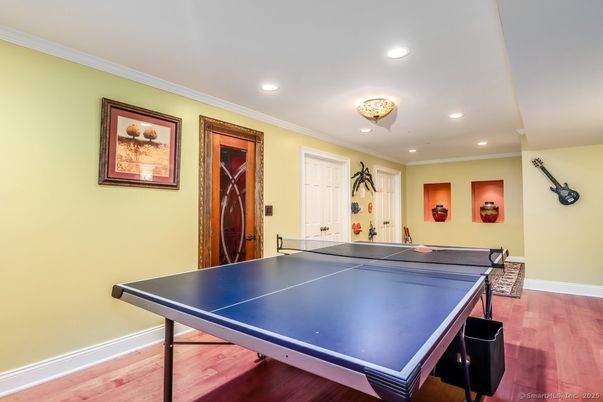 Game Room, Interior, Recessed Lighting, Wood Texture Flooring